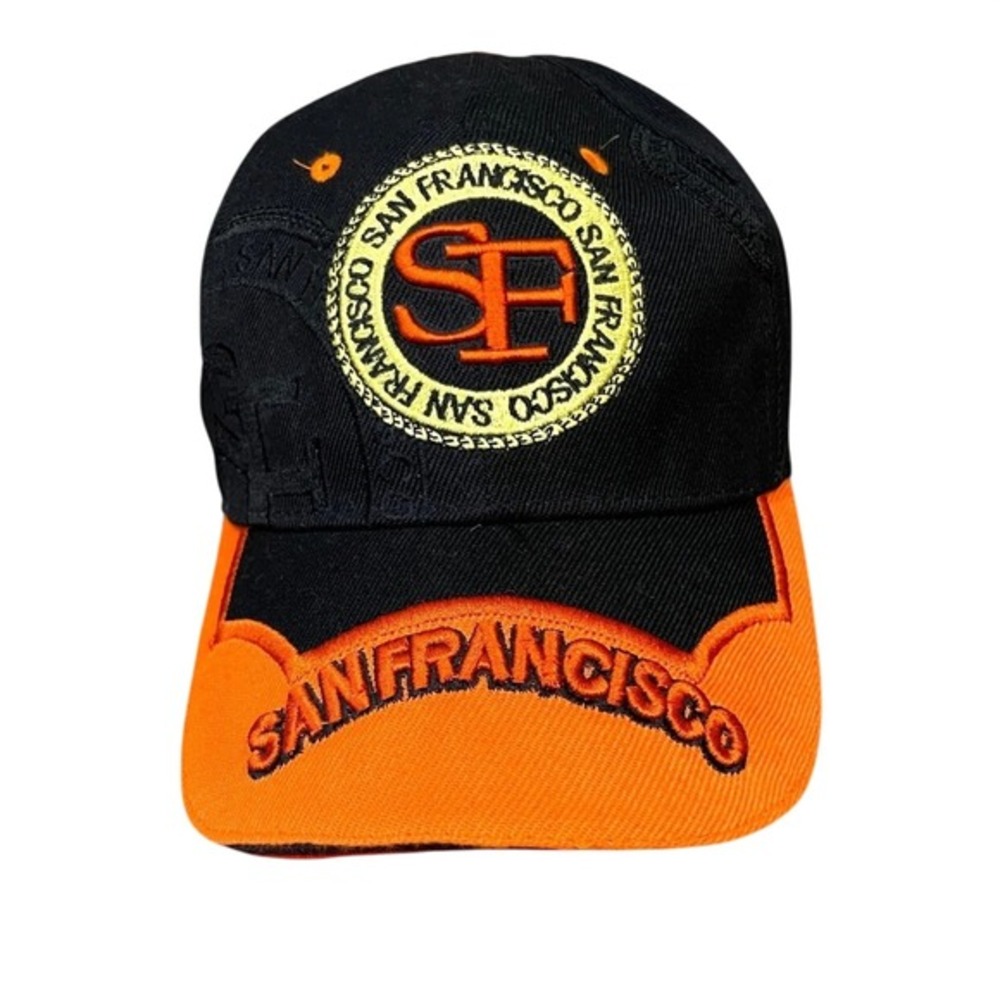 San‎ Francisco SF Baseball Hat Black Orange Embroidered Adjustable Cap